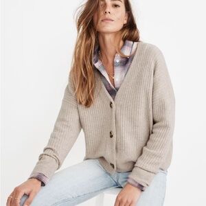 MADEWELL Cameron Ribbed Grey Cardigan (M)